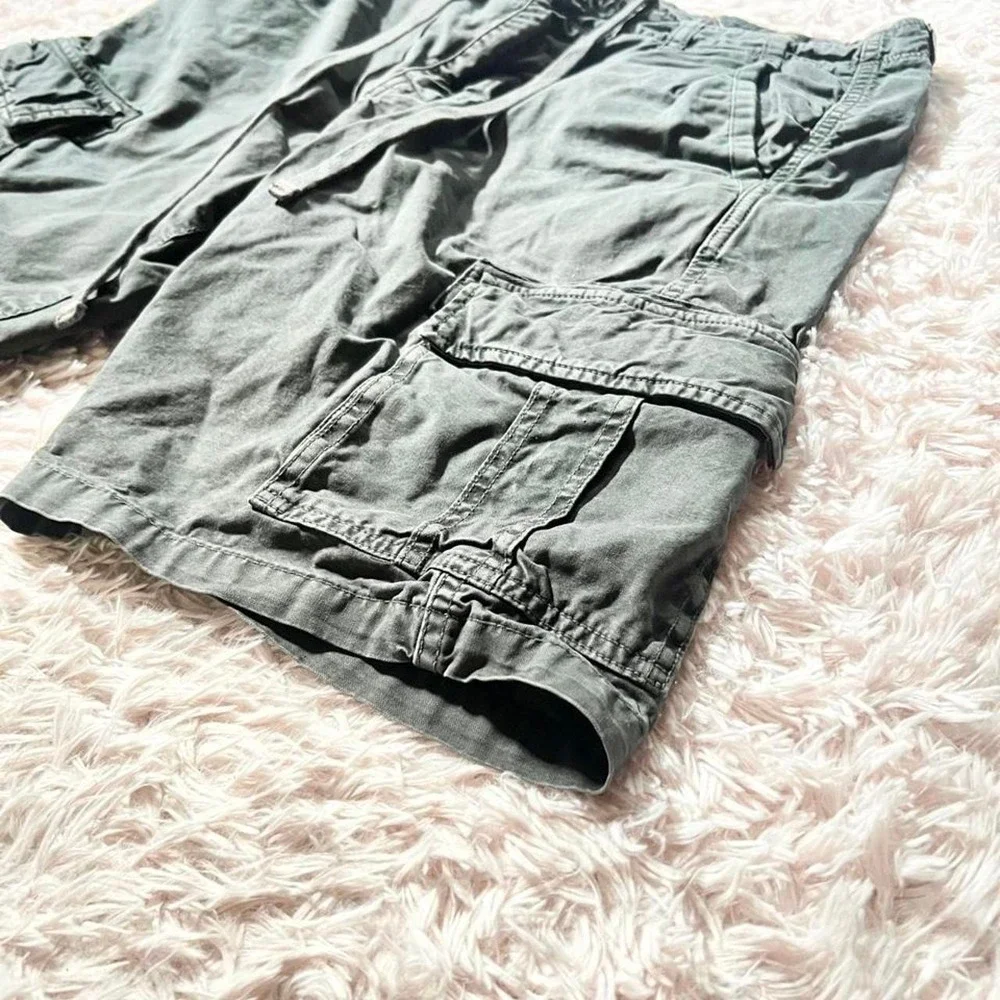 Y2K Cargo Gorpcore Preppy Varsity Skater Punk Shorts Mens 32 Hipster Faded Retro